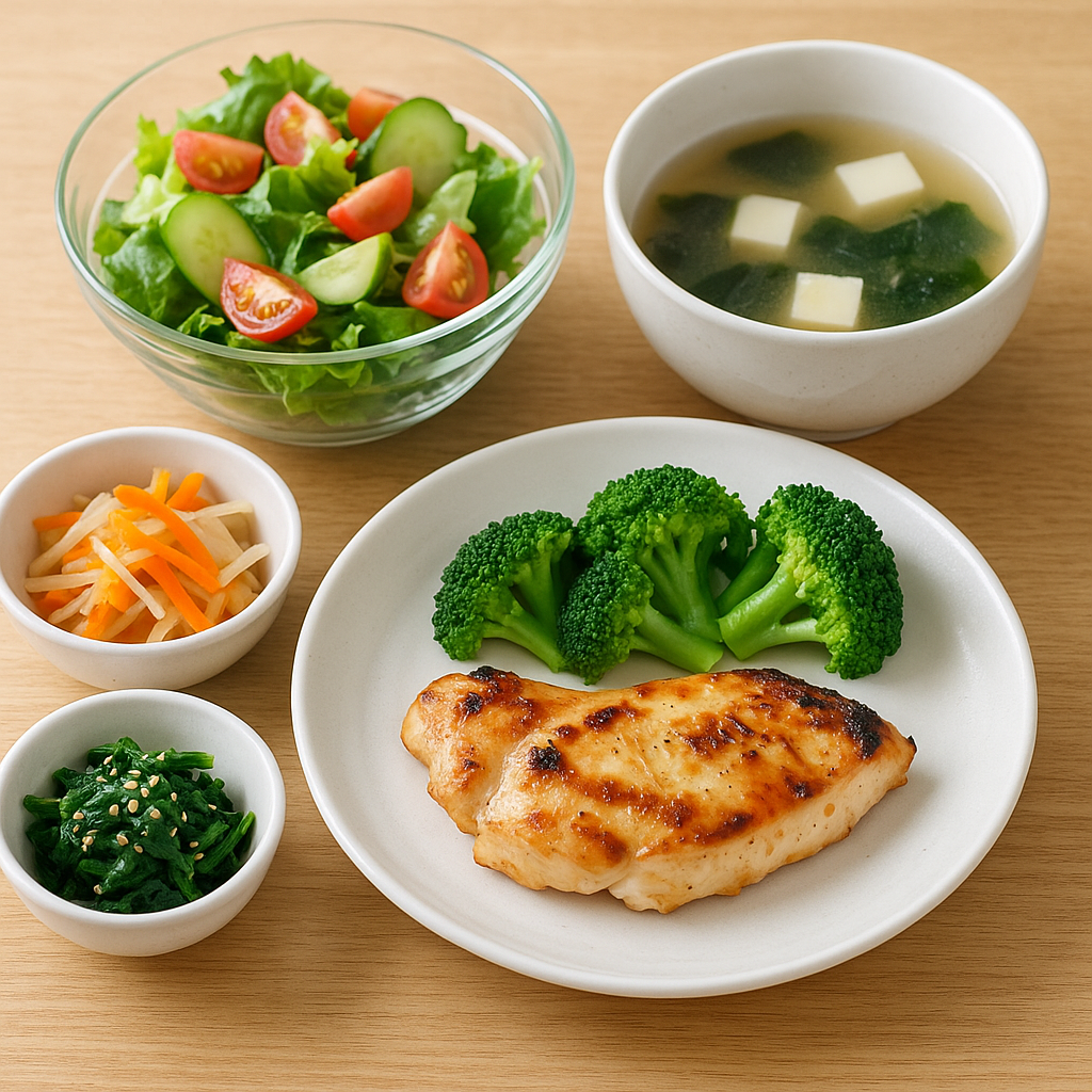 鶏むねとブロッコリーのヘルシー定食プレート